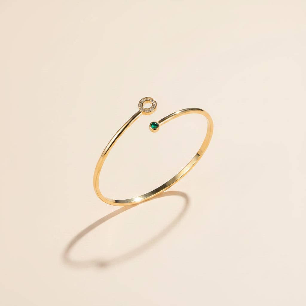 Bracelete Feminino com Esmeralda e Banho Ouro 18K ATTAGEMS