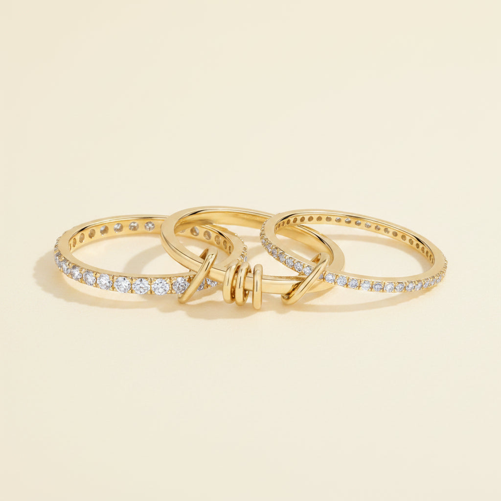 Anel Moissanite Triplo em Prata 925 - Elegante, Certificado e Brilhante