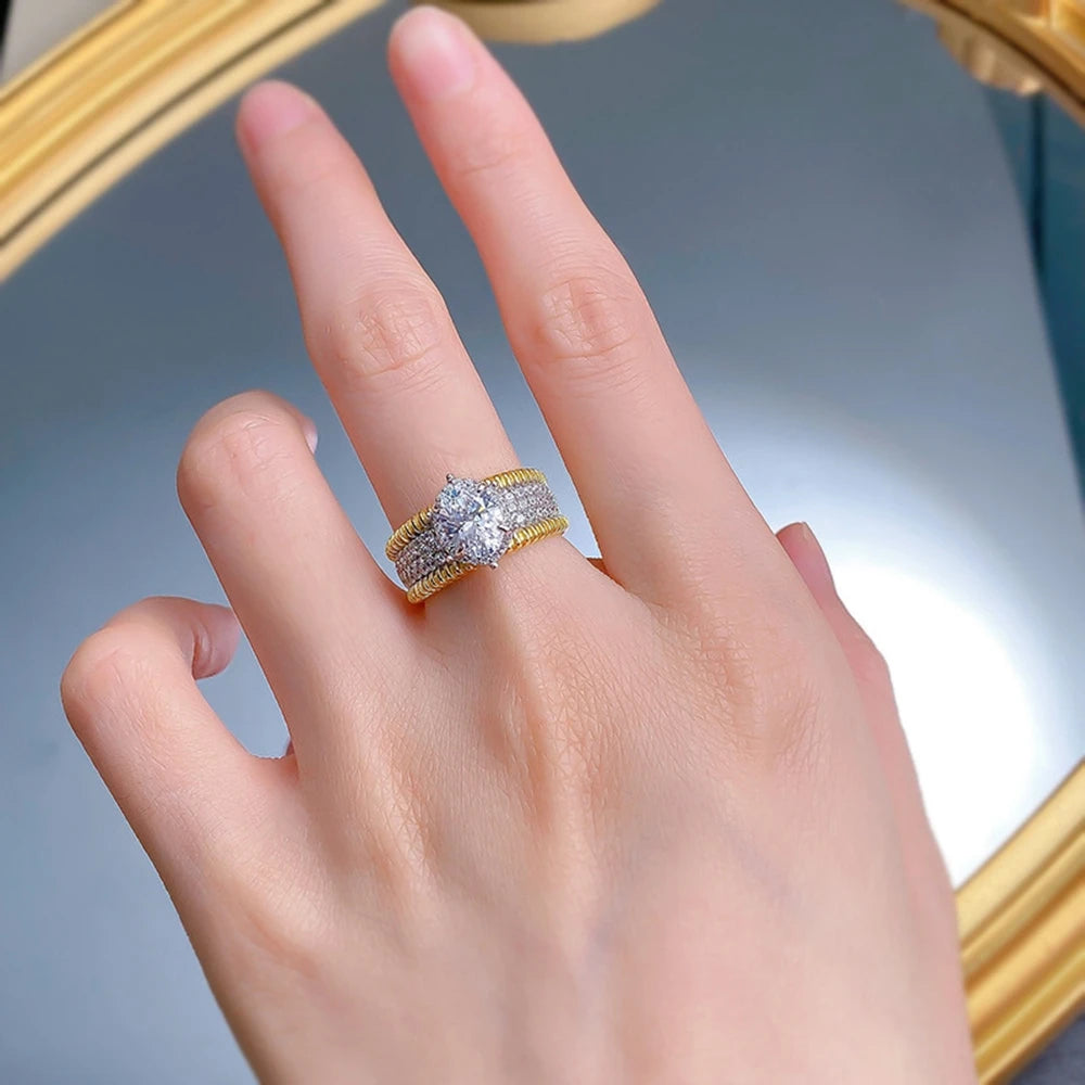 Anel Wong Rain em Prata 925 com Safira Lab 6x8 mm e Banho Ouro 18K