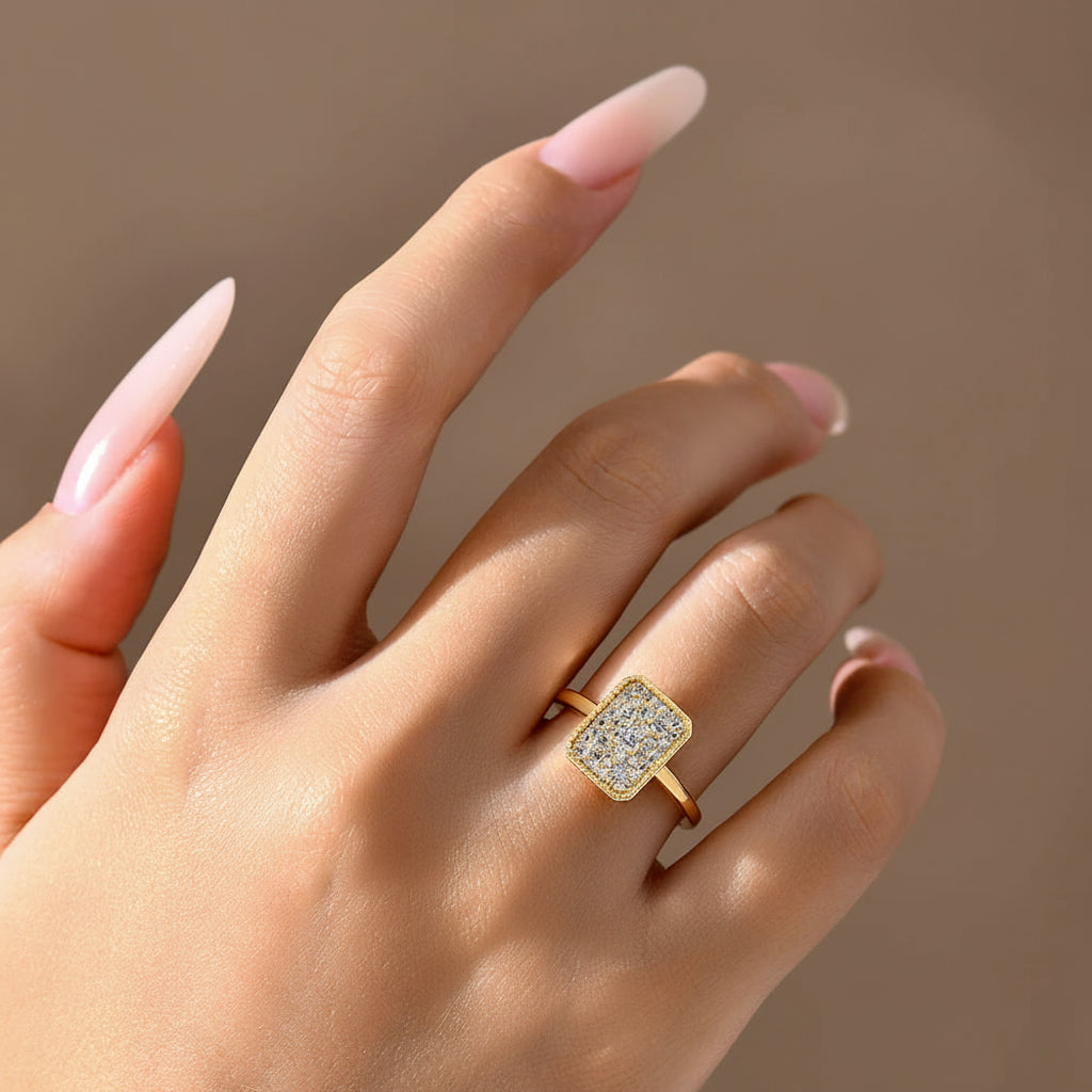 Anel Moissanite Retangular em Prata 925 - Estilo Luxuoso