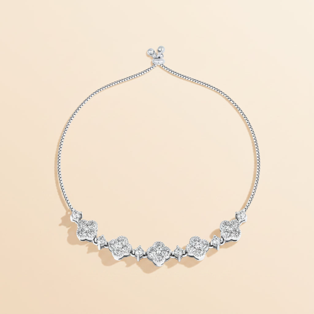 Pulseira de Prata S925 com Moissanite Estrela Ajustável 24 cm