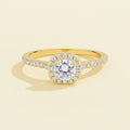 Anel Solitário Halo em Prata 925 com Moissanite e Certificado