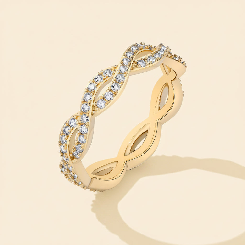Anel Twist com Moissanite Brilhante em Prata 925