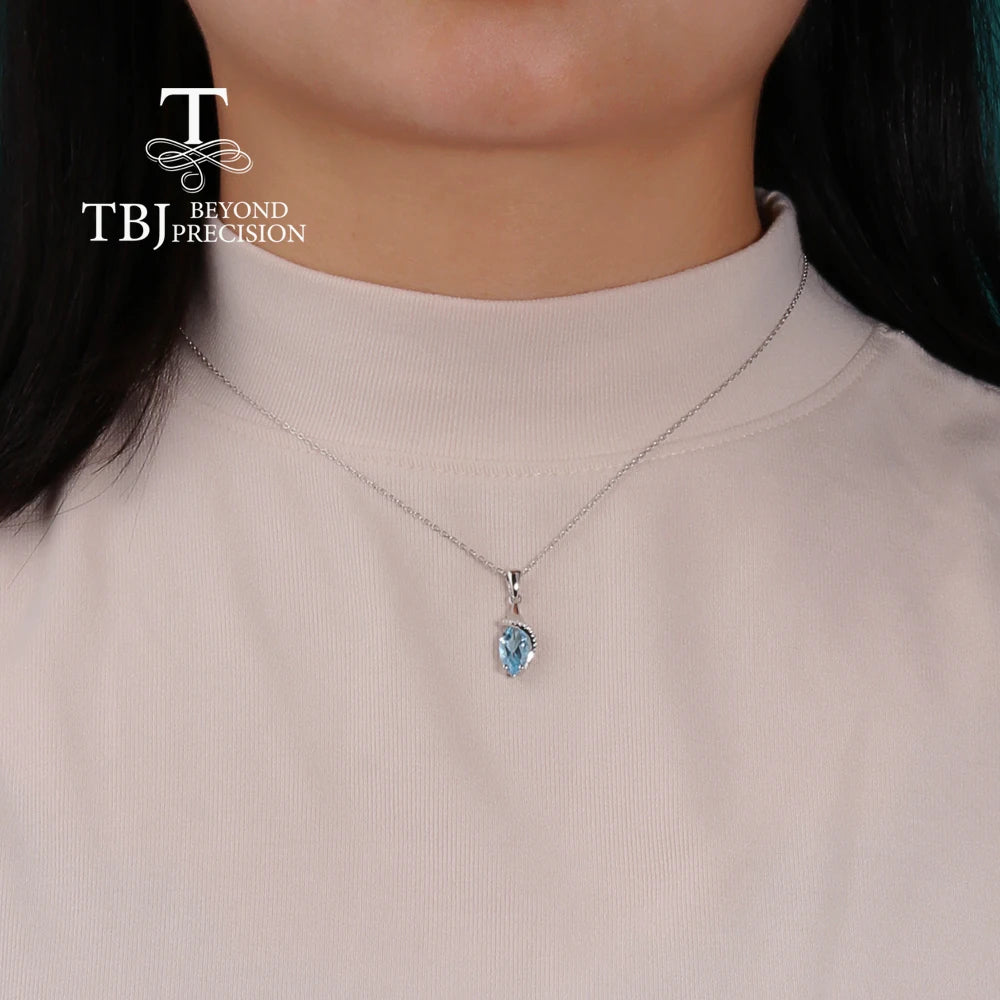 Colar Feminino em Prata 925 com Topázio Azul Natural - Joia Delicada para Presente e Dia a Dia