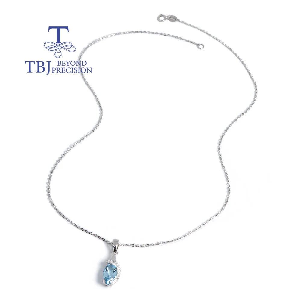 Colar Feminino em Prata 925 com Topázio Azul Natural - Joia Delicada para Presente e Dia a Dia
