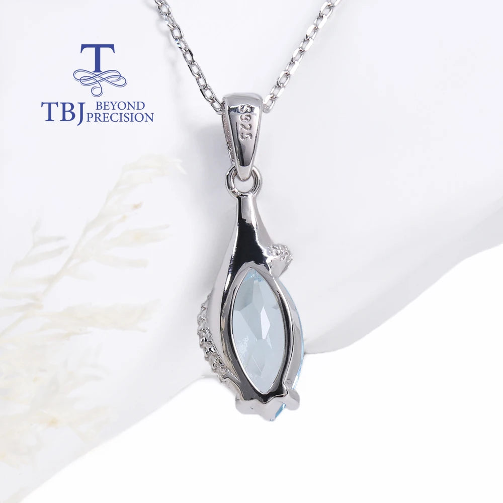 Colar Feminino em Prata 925 com Topázio Azul Natural - Joia Delicada para Presente e Dia a Dia