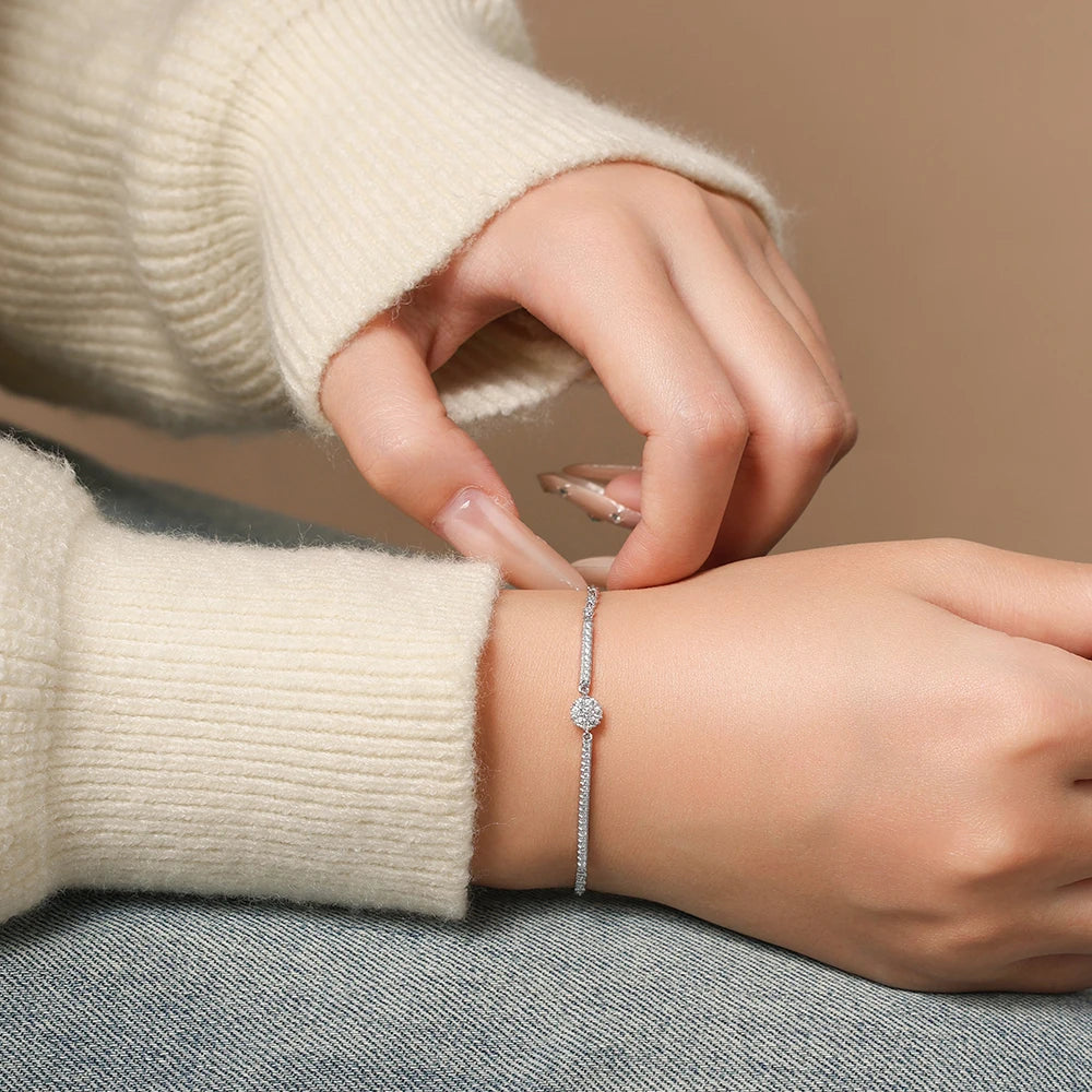 Pulseira Moissanite ATTAGEMS em Prata 925 Ajustável