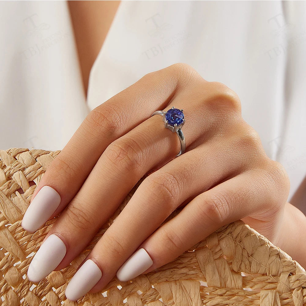 Anel em Prata 925 com Tanzanita Natural – Feito à Mão