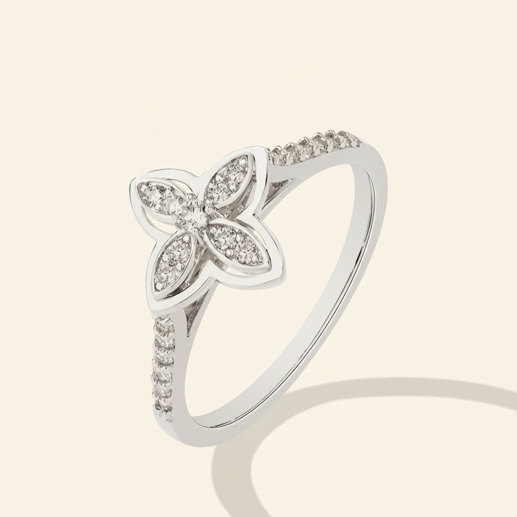 Anel Borboleta com Moissanite Original em Prata 925 com Banho de Ouro 18K