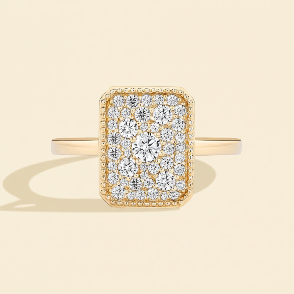 Anel Moissanite Retangular em Prata 925 - Estilo Luxuoso