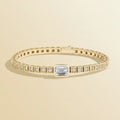 Bracelete Tennis Moissanite Asscher 8x6mm em Prata 925 Banhada a Ouro | ATTAGEMS