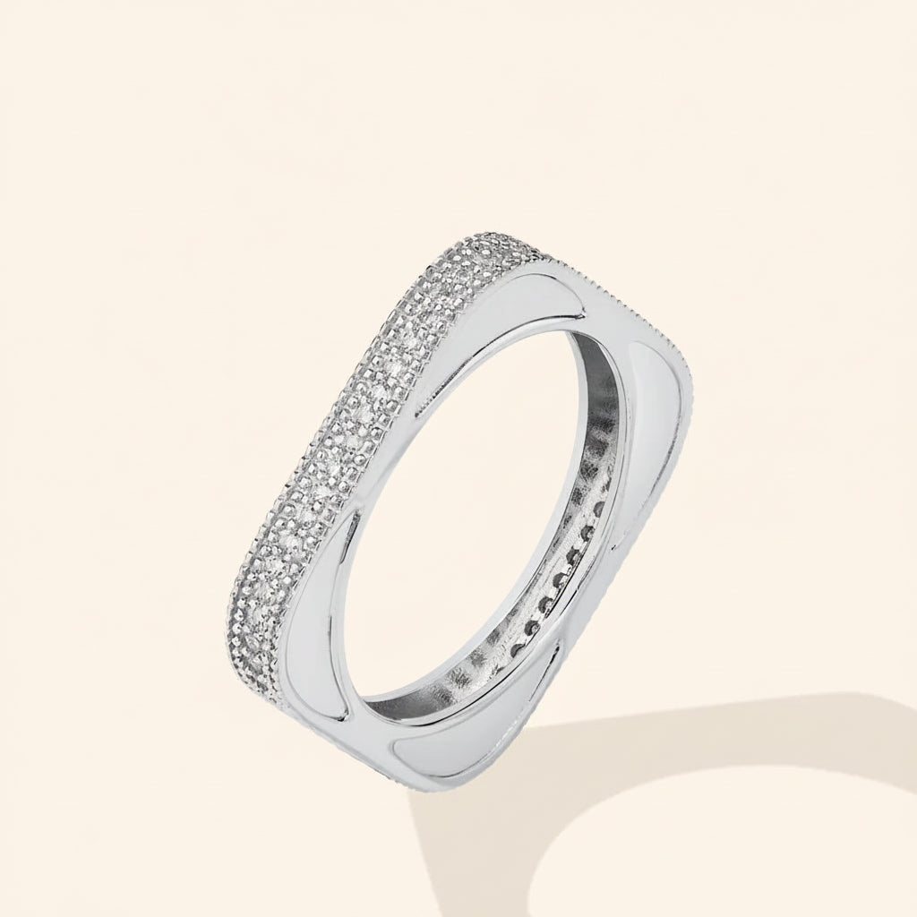 Anel de Moissanite em Prata 925 ATTAGEMS 2025 - Estilo Quadrado e Redondo