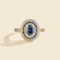 Anel Feminino Blue Moissanite Oval 1.0CT em Prata S925 com Certificado GRA