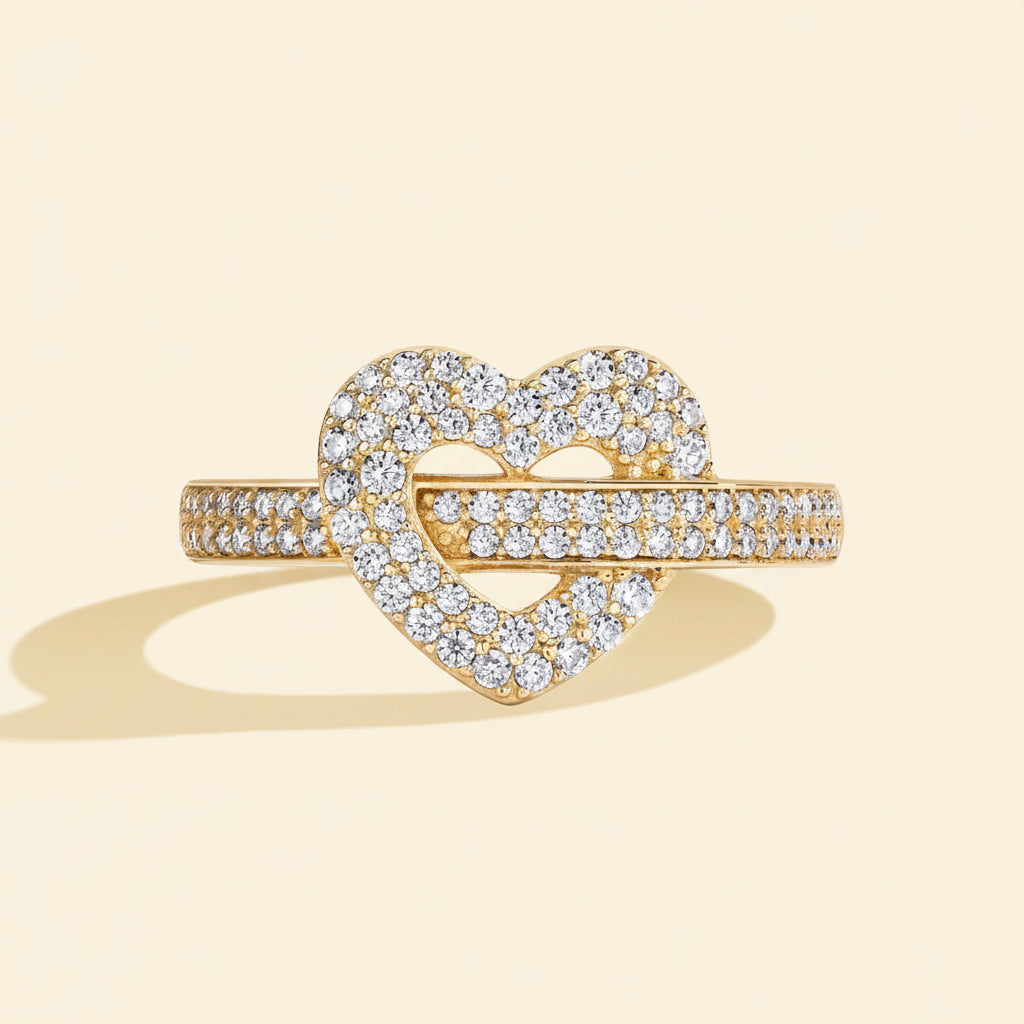 Anel Coração com Moissanite em Prata 925 — Design Clássico e Certificado