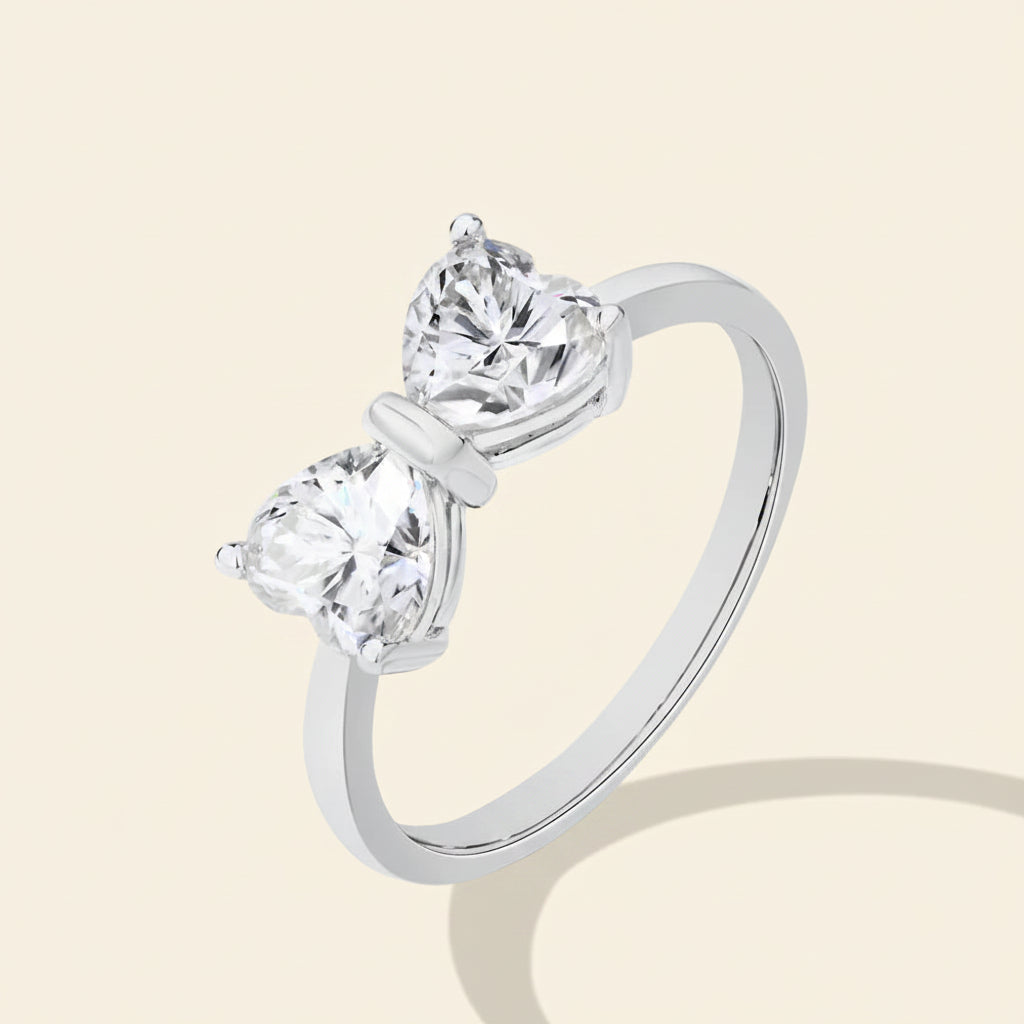 Conjunto de Anéis Moissanita Laço 925 Prata Esterlina — 2 Peças