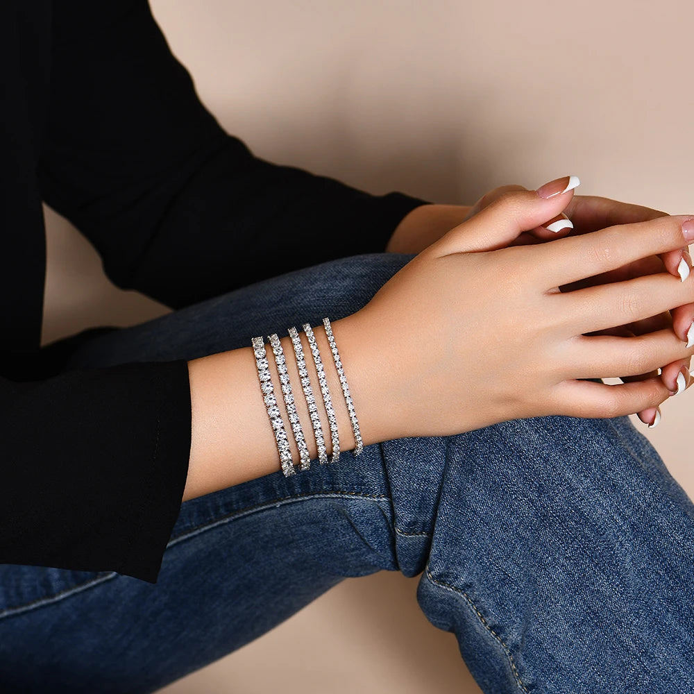 Pulseira Tennis Moissanite ATTAGEMS em Prata 925 – Corte Redondo, Cor D