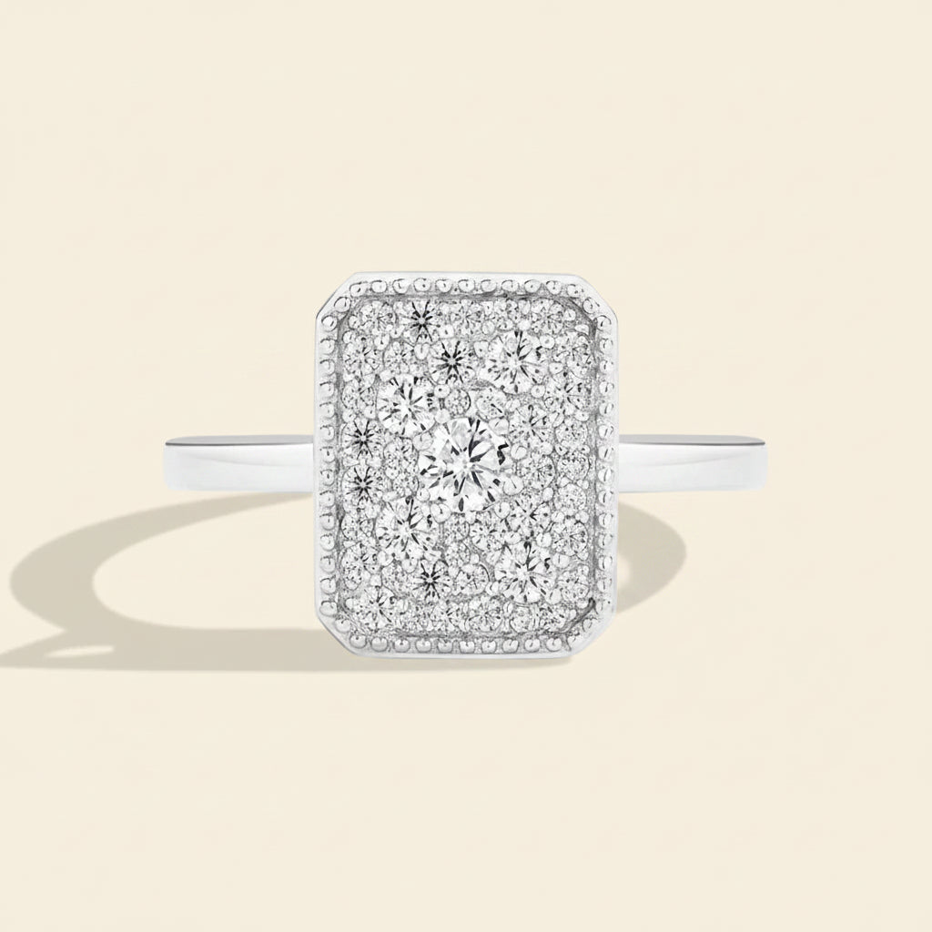 Anel Moissanite Retangular em Prata 925 - Estilo Luxuoso