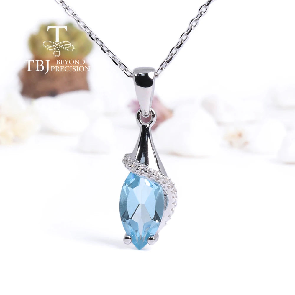 Colar Feminino em Prata 925 com Topázio Azul Natural - Joia Delicada para Presente e Dia a Dia