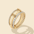 Anel Moissanite Triplo em Prata 925 - Elegante, Certificado e Brilhante