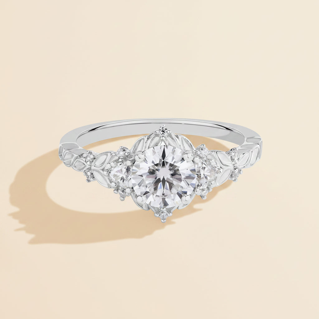 Anel de Moissanite Luxury 1CT em Prata 925 - Corte Redondo, Cor D VVS1