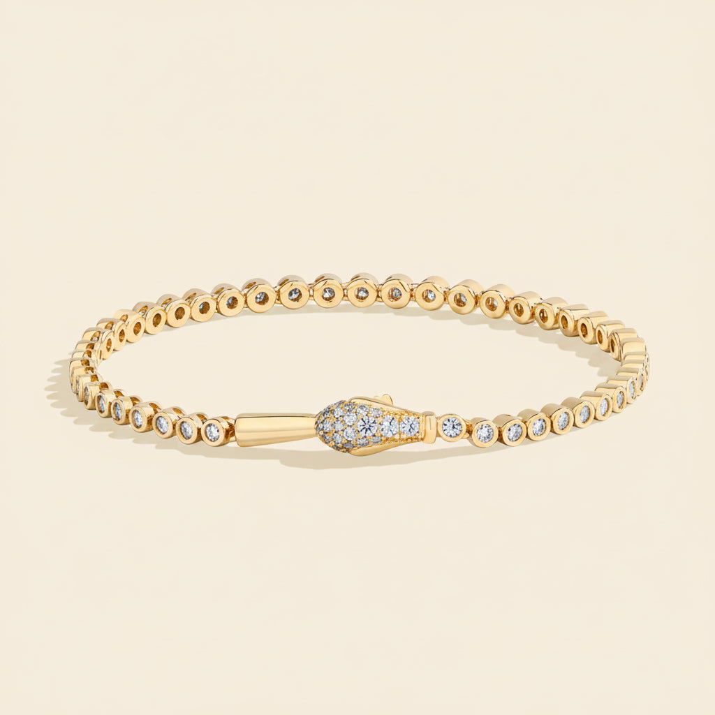 Pulseira Snake Lock em Prata 925 com Moissanite Certificado | ATTAGEMS