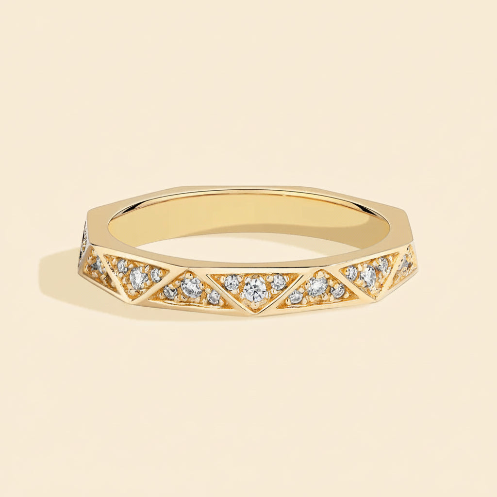 Anel Eternity em Prata 925 com Moissanite e Banho em Ouro 18k