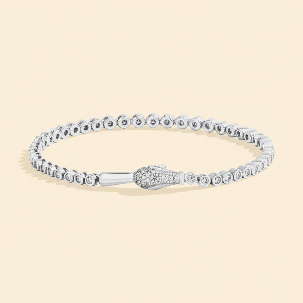Pulseira Snake Lock em Prata 925 com Moissanite Certificado | ATTAGEMS