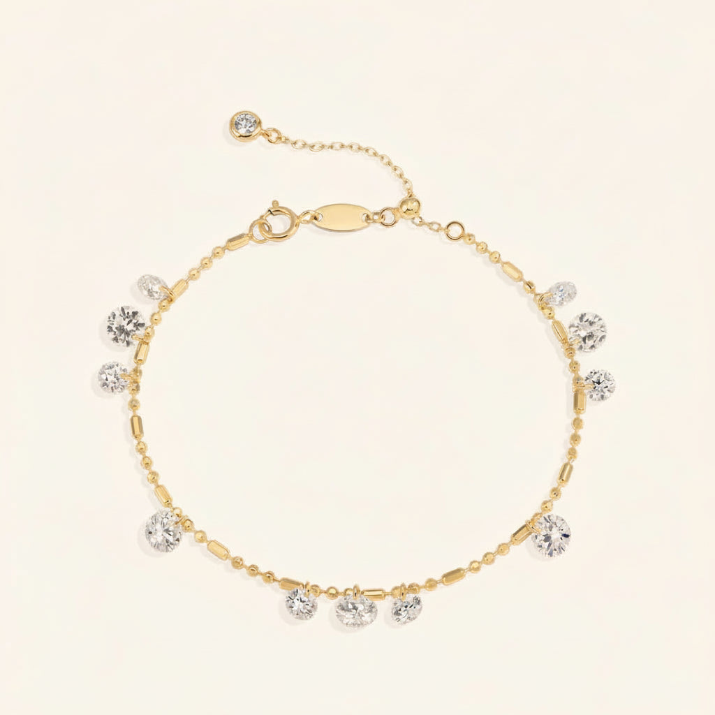 Pulseira Moissanite Redonda em Prata 925 Ajustável