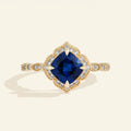 Anel Clássico com Safira Azul e Prata 925 — Corte Cushion 2,0ct