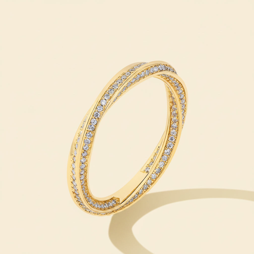 Anel Moissanite S925 Prata 925 com Banho Ouro 18K - Brilho Elegante para Casamento e Uso Diário